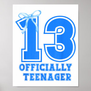 Poster Aniversariante Azul Coquete Laço 13 Anos 13º