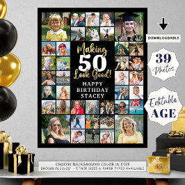 Poster Aniversário 39 Fazer de Colagem Fotográfica AGE