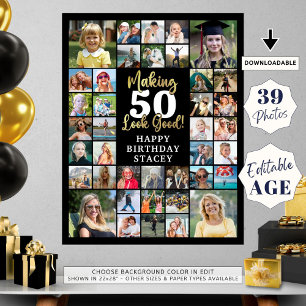 Poster Aniversário 39 Fazer de Colagem Fotográfica AGE