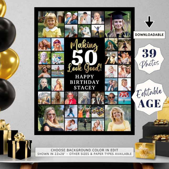 Poster Aniversário 39 Fazer de Colagem Fotográfica AGE (Criador carregado)