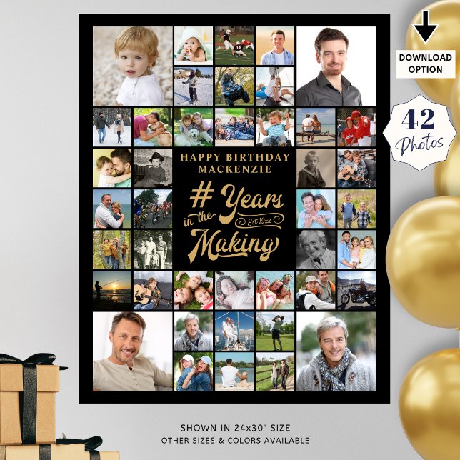 Poster Aniversário: 42 ANOS DE Colagem DE Fotos NO FAZER (Criador carregado)