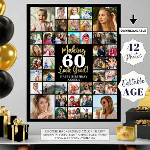 Poster Aniversário 42 Era Do Fazer De Colagem De Fotos