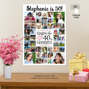 Poster Aniversário 42 Fotos Beijando Sua Década Adeus