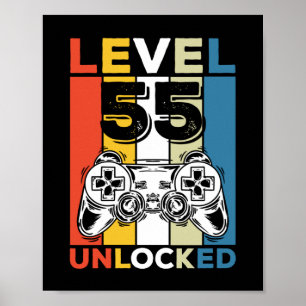 Poster Aniversário 55º Nível Desbloqueado 55 Jogos Retro