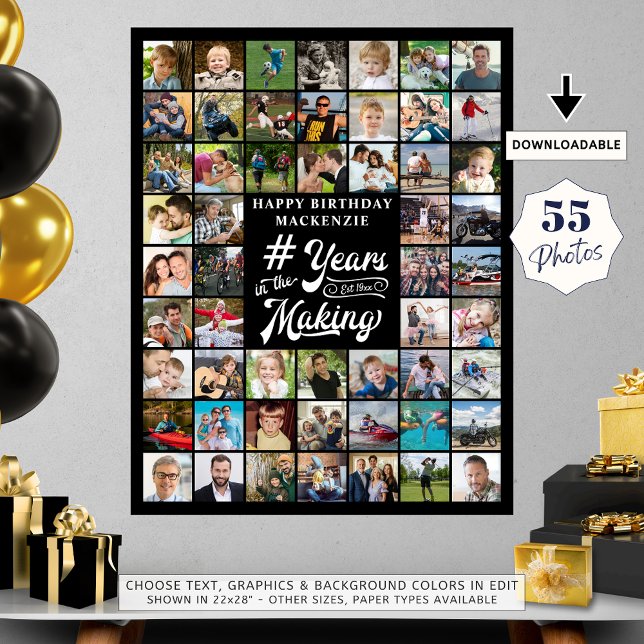 Poster Aniversário 55 Anos de Colagem de Fotos no Fazer (Criador carregado)