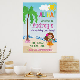 Poster Aniversário Aloha Luau