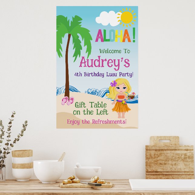 Poster Aniversário Aloha Luau (Cozinha)
