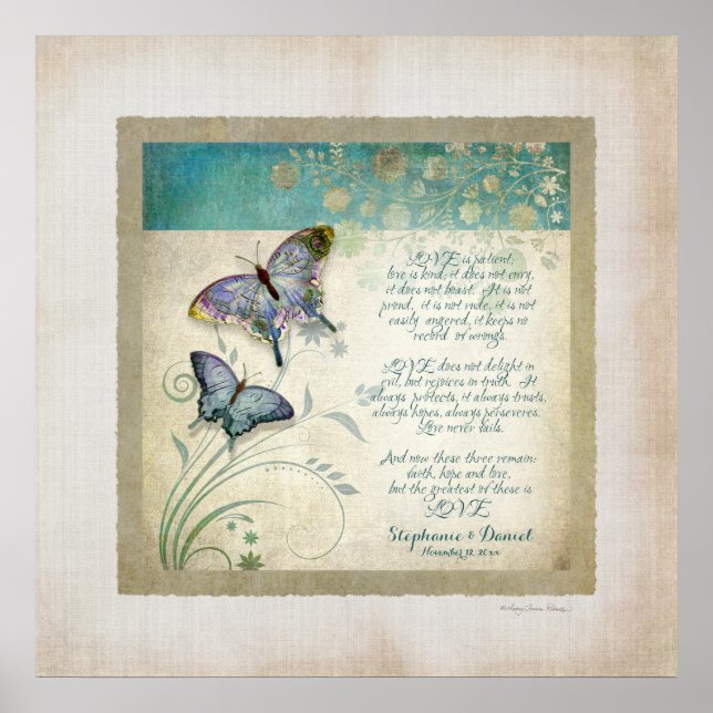 Póster Aniversário, Amar Capítulo 1 Corinthians 13 (Frente)