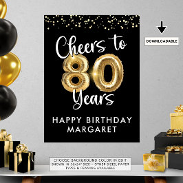 Poster Aniversário aplaude 80 anos sinal de boas-vindas