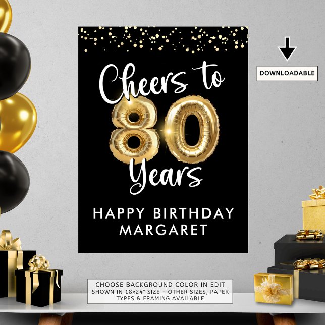 Poster Aniversário aplaude 80 anos sinal de boas-vindas (Criador carregado)