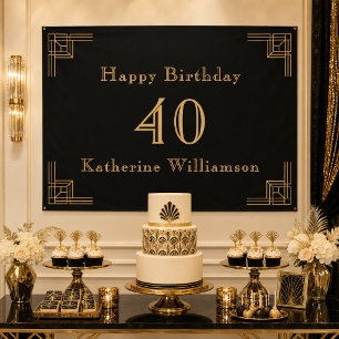 Poster Aniversário Art Déco Preto Dourado Anos 20