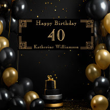 Aniversário Art Deco Preto Dourado Anos 20