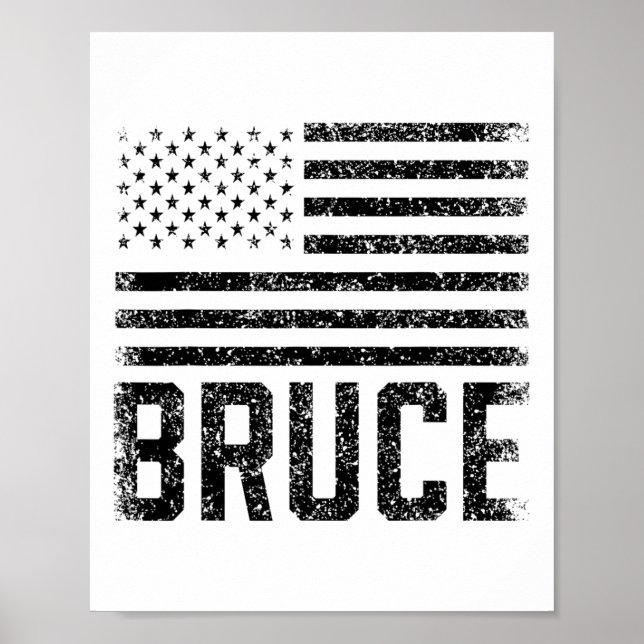 Poster Aniversário Bruce Nome Personalizado EUA  (Frente)
