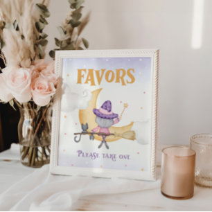 Poster Aniversário da Bruxa Bonita do Halloween Favorece 