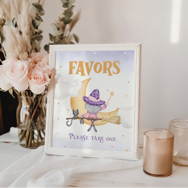 Poster Aniversário da Bruxa Bonita do Halloween Favorece  (Criador carregado)