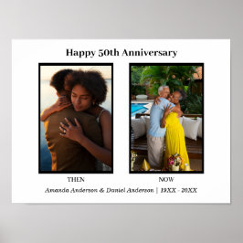 Poster Aniversário da Colagem de Fotos em Preto e Branco