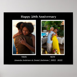 Poster Aniversário da Colagem de Fotos em Preto e Branco