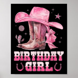 Poster Aniversário da Cowgirl Ocidental do aniversário