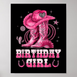 Poster Aniversário da Cowgirl Ocidental do aniversário
