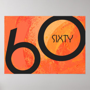 Póster Aniversário da Década de 60 Laranja