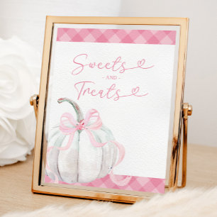 Poster Aniversário da Menina de Abóbora Rosa Doce e Trata