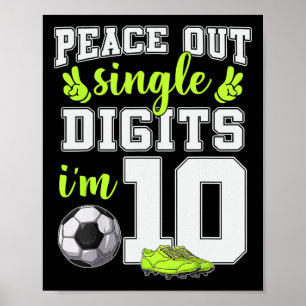 Poster Aniversário de 10 anos Meninos Futebol Peace Out D