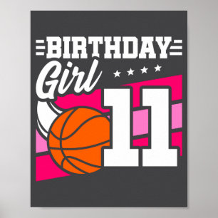 Poster Aniversário de 11 anos de basquete Menina de 11 an