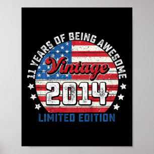 Poster Aniversário de 11 anos do menino Bandeira American