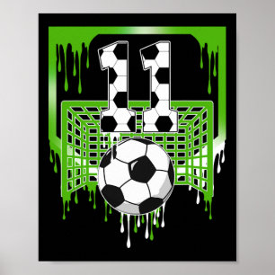 Poster Aniversário de 11 anos Futebol Sorvete Drip 11 Ano