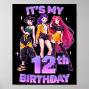Poster Aniversário de 12 Anos K pop Crianças 12º Aniversá