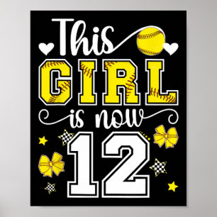 Poster Aniversário de 12 anos Menina Softll 12 Anos Softl