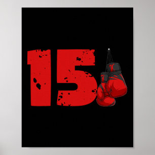 Poster Aniversário de 15 anos de boxe Boxeador de quinze
