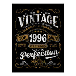 Póster Aniversário de 1996 Envelhecido à Perfeição Vintag