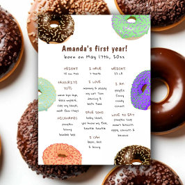 Poster Aniversário de 1 ano com Donuts Marco de Aniversár