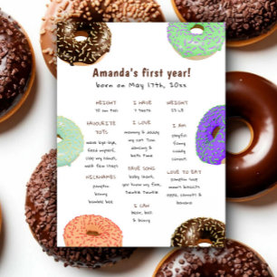 Poster Aniversário de 1 ano com Donuts Marco de Aniversár