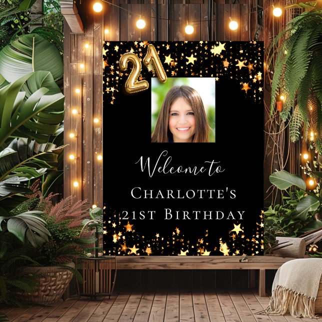 Poster aniversário de 21 anos de estrelas de ouro preto (Criador carregado)