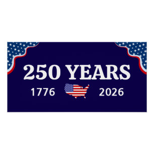 Póster Aniversário de 250 anos da América 1776-2026 Anive
