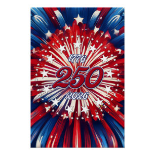 Póster Aniversário de 250 anos da América 1776-2026 Fogos
