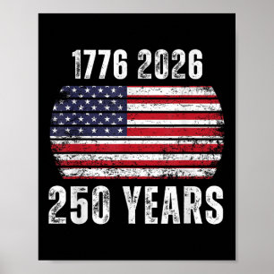Poster Aniversário de 250 anos da América Bandeira dos EU
