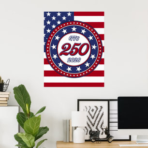 Poster Aniversário de 250 anos da América com a bandeira