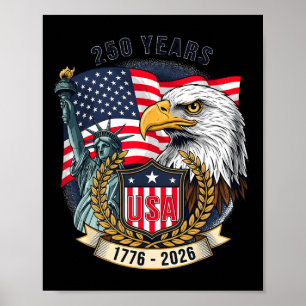 Poster Aniversário de 250 Anos da Bandeira Americana EUA