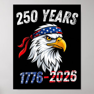 Poster Aniversário de 250 anos vintage EUA 4 de julho