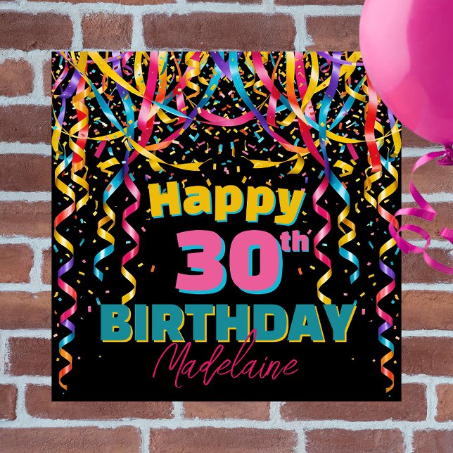 Póster Aniversário de 30 anos do Colorir Streamers Confet (Criador carregado)