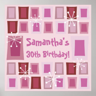 Poster aniversário de 30 anos meio século Moderno do