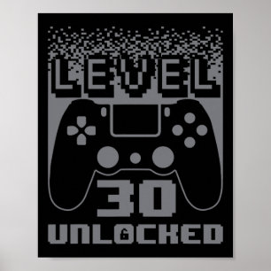 Poster aniversário de 30 anos para Homens Nível 30 Jogado