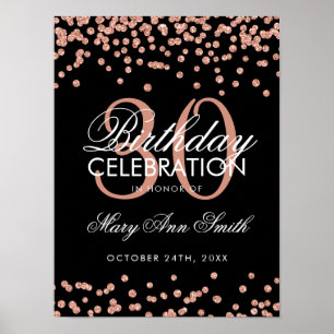 Poster aniversário de 30 anos Preto de Conflito Dourado