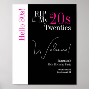 Poster aniversário de 30 anos RIP 20s Olá, 30s de boas-vi