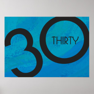 Poster Aniversário de 30 Décadas Azul