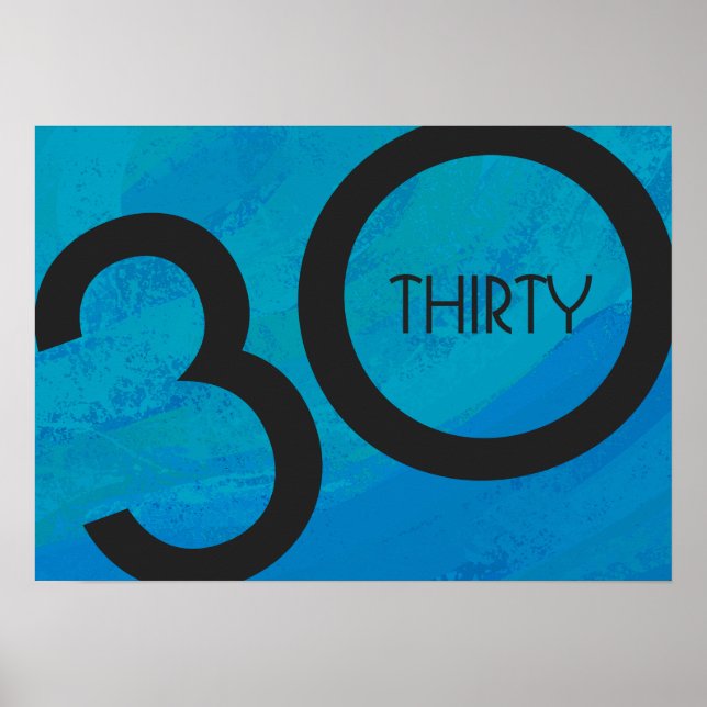Poster Aniversário de 30 Décadas Azul (Frente)