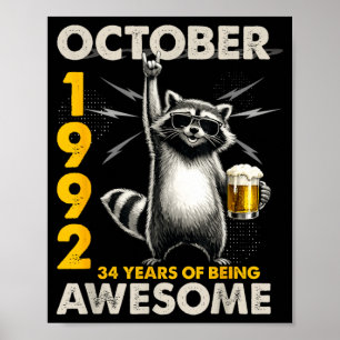 Poster Aniversário de 34 anos do Guaxinim Cerveja Outubro